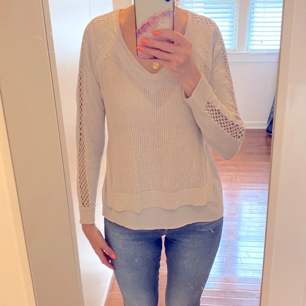 Lucky Brand, S taupe knitted blouse